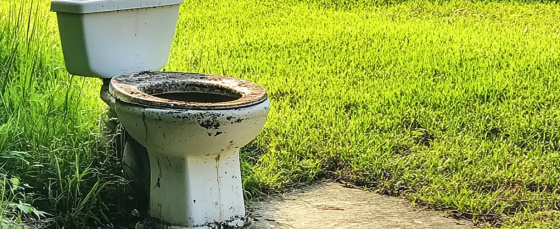 MY NEIGHBOR INSTALLED A TOILET ON MY LAWN WITH A SIGN: “FLUSH YOUR OPINION HERE” AFTER I ASKED HER NOT TO SUNBATHE IN FRONT OF MY SON’S WINDOW.