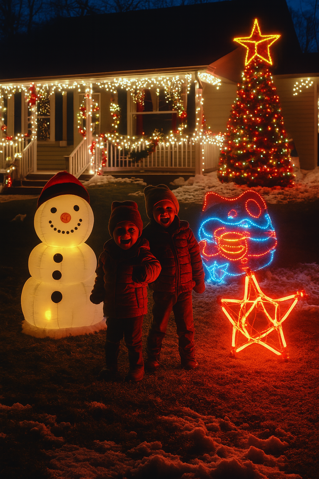 Meine Nachbarin weigerte sich, ihre Kinder davon abzuhalten, meine Weihnachtsdekoration im Vorgarten zu zerstören – also gab ich ihnen eine glitzernde Lektion