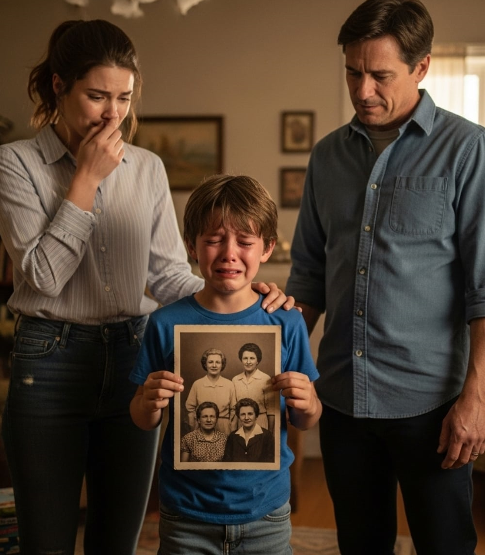 Junge schreit jedes Mal, wenn er ein altes Familienfoto sieht – bis die Mutter genauer hinsieht