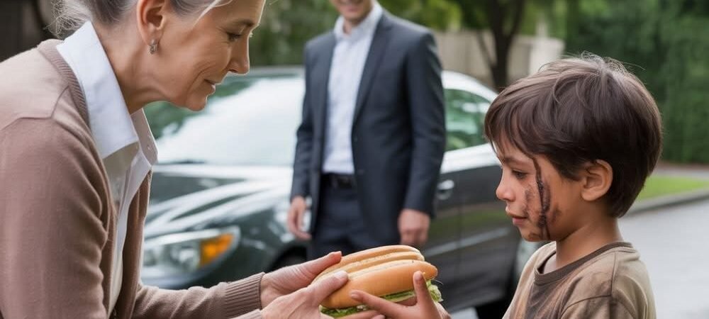 Ein Millionär kommt von einer Geschäftsreise zurück und findet seinen Sohn beim Betteln um Essen bei der Nachbarin