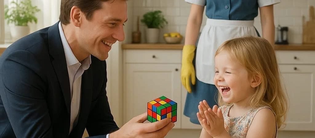 Die Einfache Putzfrau, Die Ihre Kleine Tochter Mit Zur Arbeit Nahm