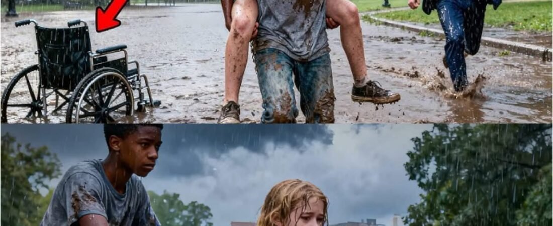 Die behinderte Tochter des Milliardärs steckte im Schlamm fest.