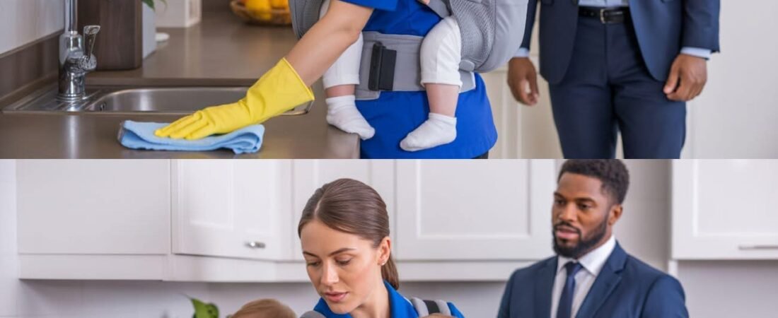 DER MILLIONÄR ENTDECKT SEINE HAUSANGESTELLTE MIT SEINEN ZWILLINGEN.