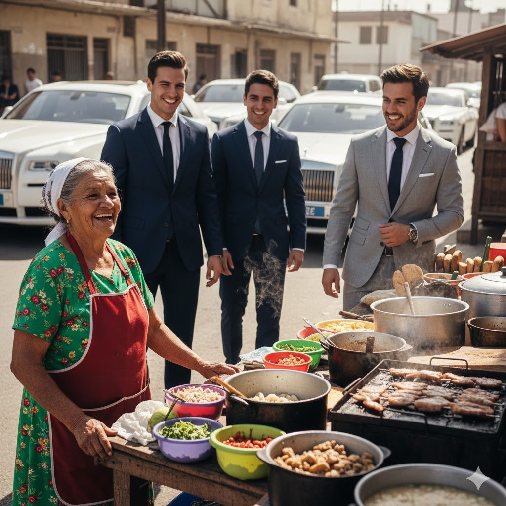 Eine Mexikanerin fütterte obdachlose DRILLINGE – Jahre später bremsten 3 Rolls-Royce an ihrem Essensstand…